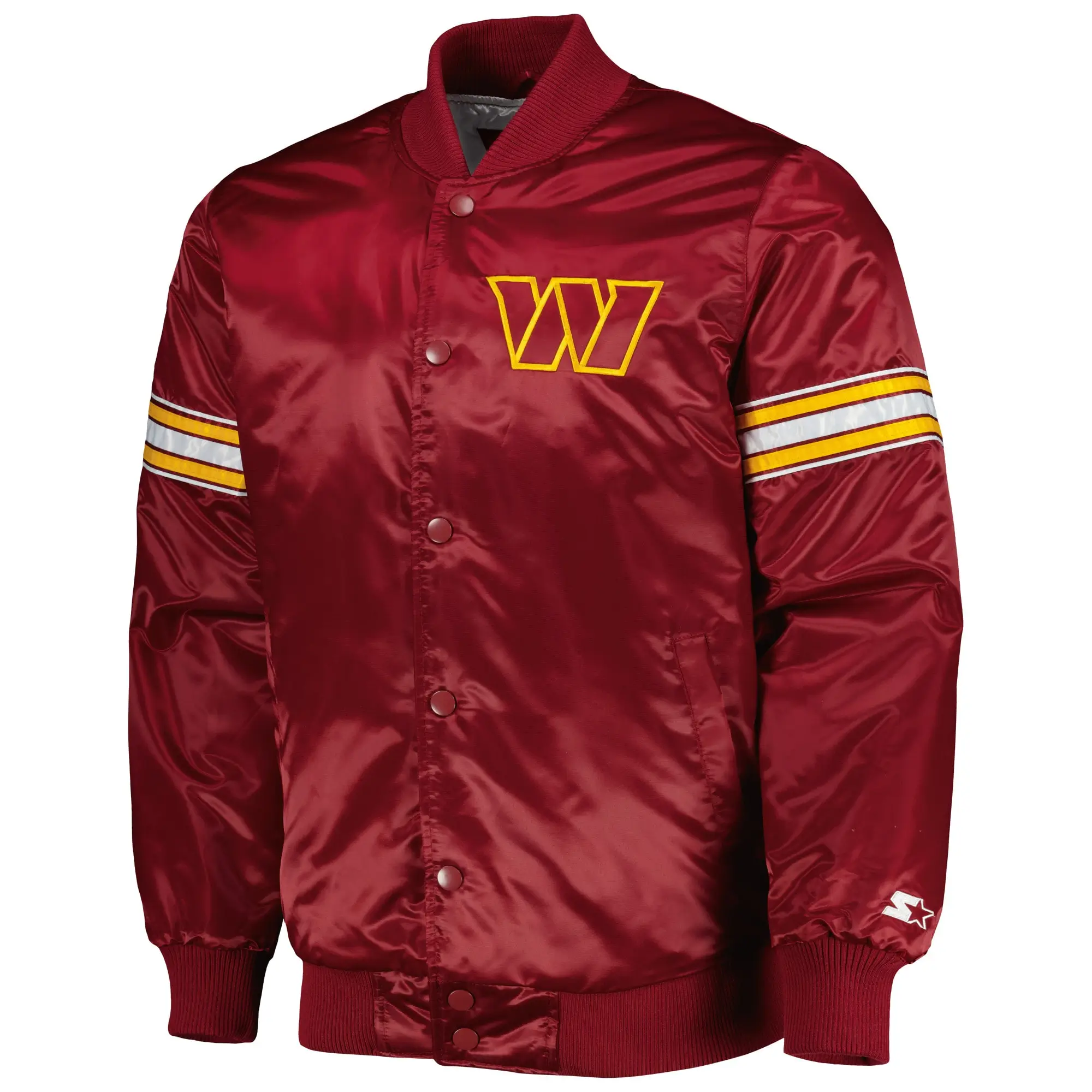 Washington Commanders Pick & Roll Maroon Satin Varsity Jacket