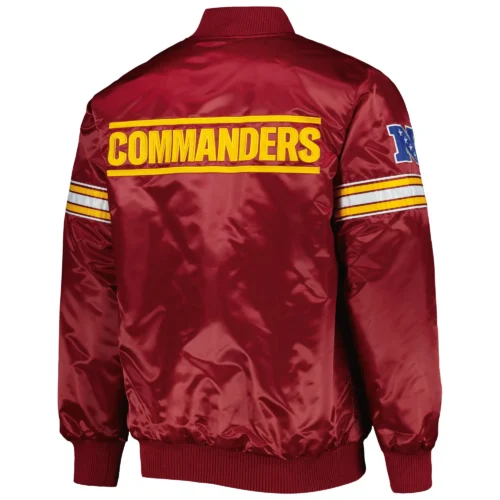 Alternative view of Washington Commanders Pick & Roll Maroon Satin Varsity Jacket