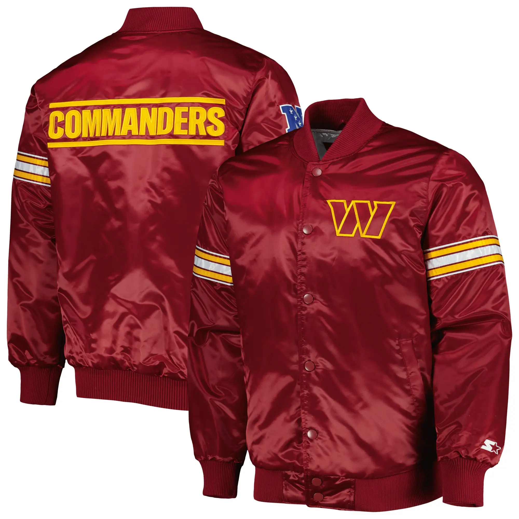 Washington Commanders Pick & Roll Maroon Satin Varsity Jacket - Image 4