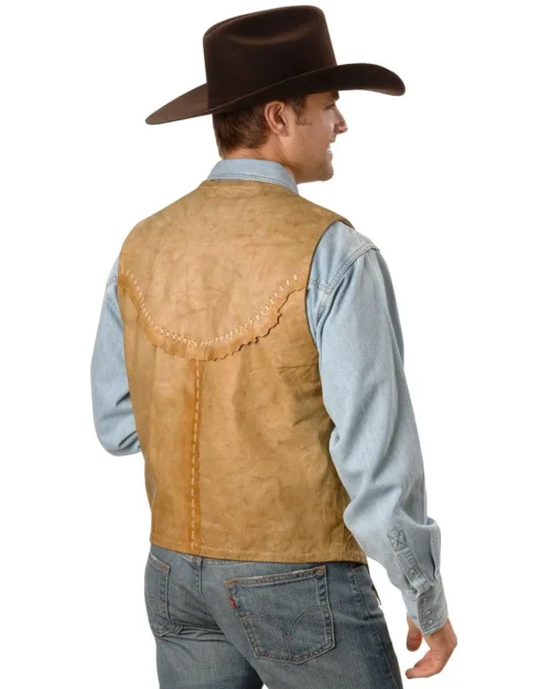 Alternative view of Men's Kobler Raw Edge Camel Leather Vest