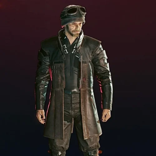 Cyberpunk 2077 Durable Brown Leather Coat - Image 4