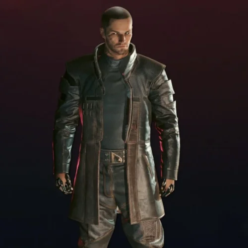 Cyberpunk 2077 Durable Brown Leather Coat - Image 7