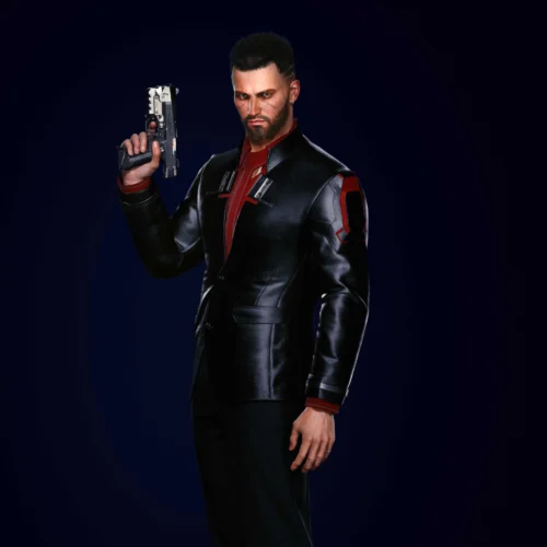 Male Nomad V Black Leather Blazer Cyberpunk 2077 - Image 3