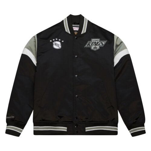 Los Angeles Kings Cooperstown Heavyweight Full-Snap Satin Varsity Black Jacket