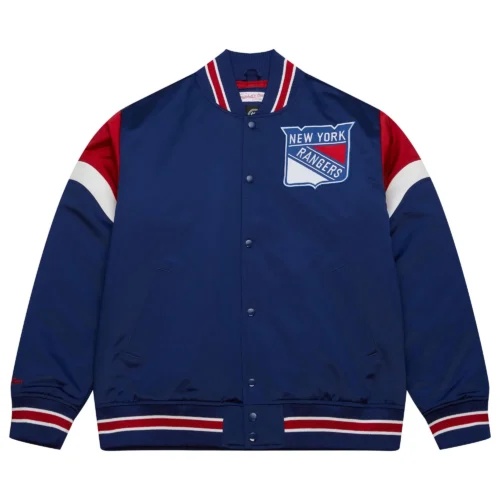 New York Rangers Cooperstown Heavyweight Full-Snap Satin Varsity Jacket