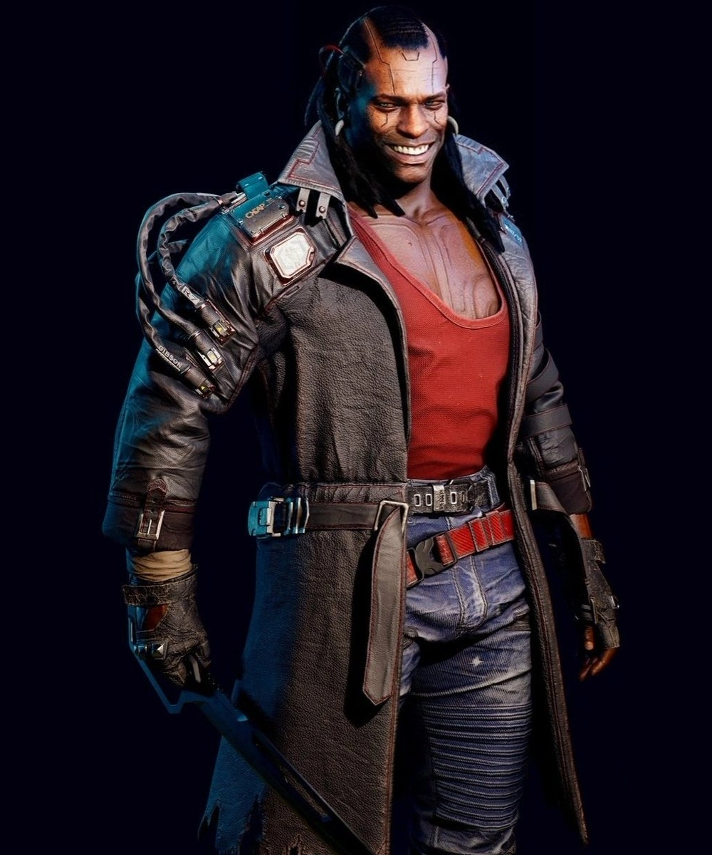Placide Brown Leather Trench Coat Cyberpunk 2077 - Image 3