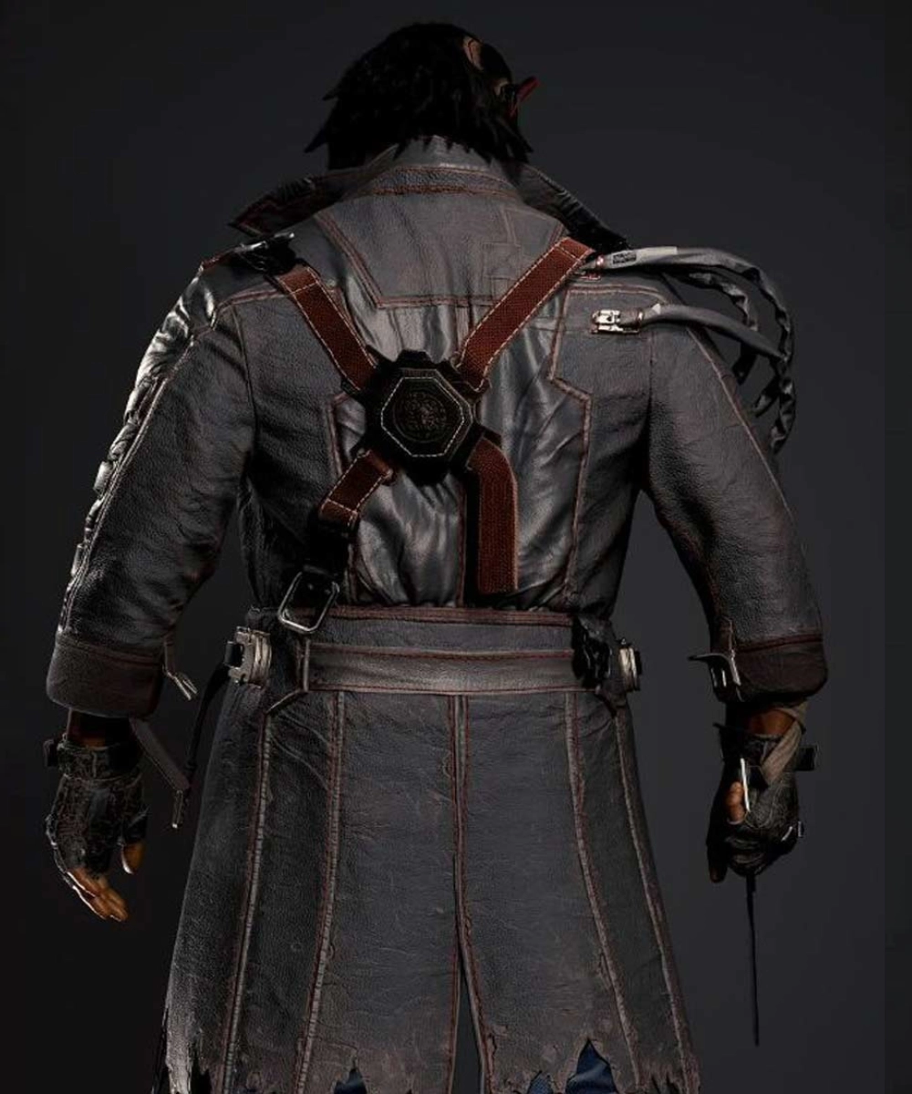 Placide Brown Leather Trench Coat Cyberpunk 2077 - Image 6