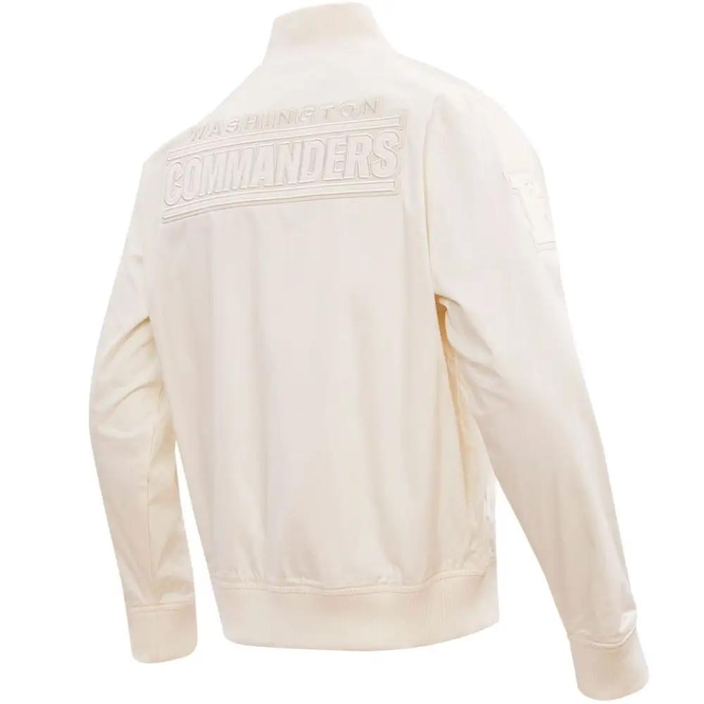 Alternative view of Washington Commanders Neutral Full-Zip White Satin Varsity Jacket