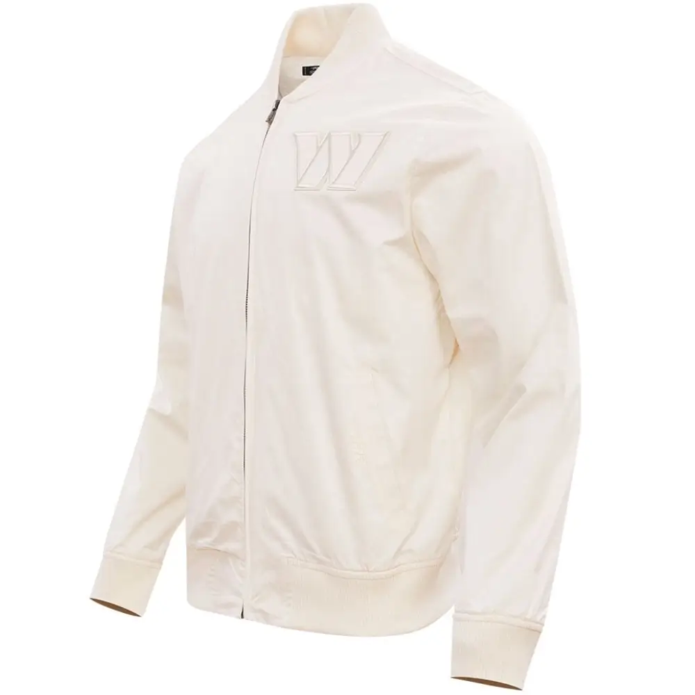 Washington Commanders Neutral Full-Zip White Satin Varsity Jacket