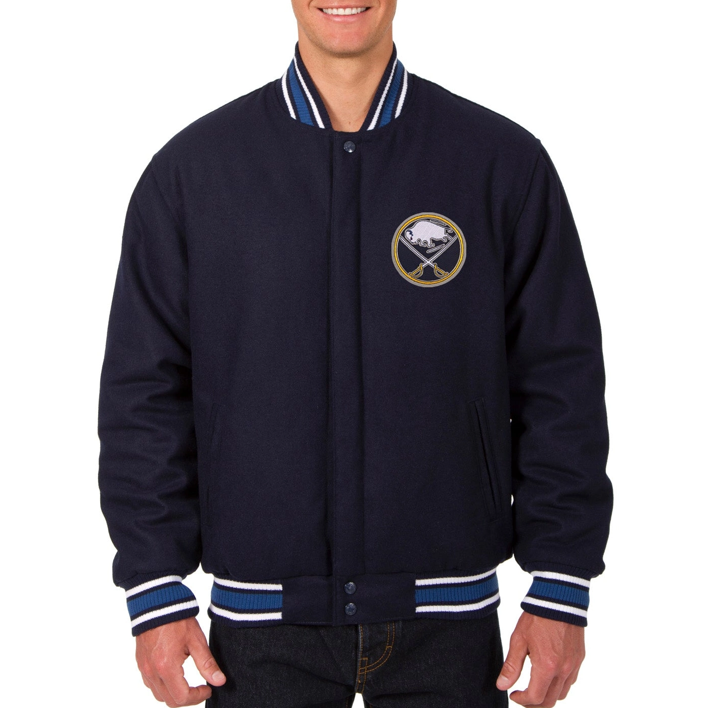 Buffalo Sabres One Color Navy Wool Varsity Jacket
