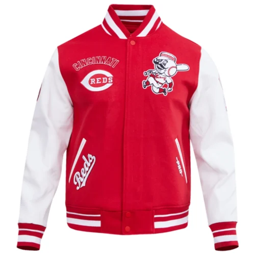 Cincinnati Reds Retro Classic Rib Knitted Wool & Leather Varsity Jacket
