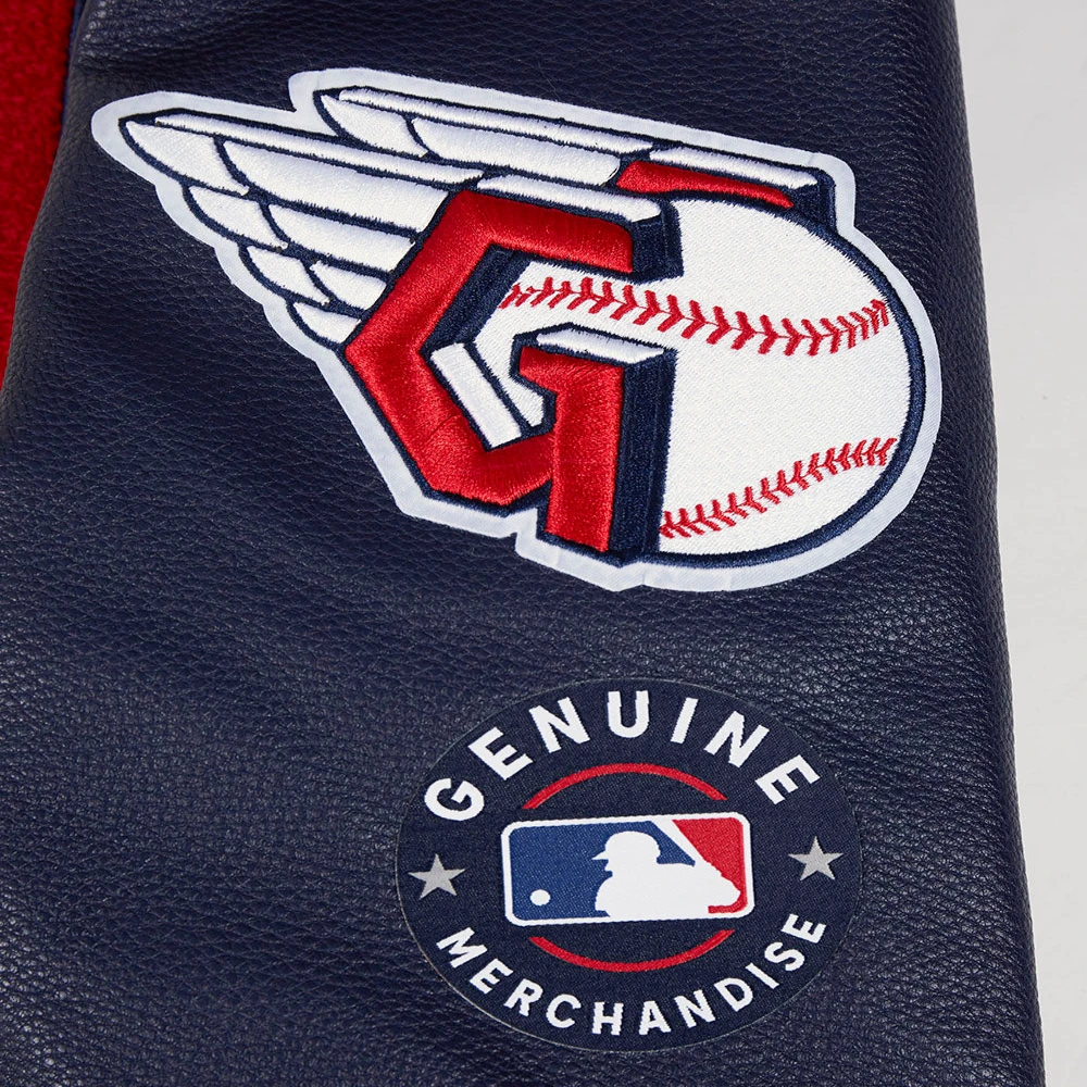 Cleveland Guardians Retro Classic Rib Wool & Leather Varsity Jacket - Image 6