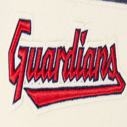 Cleveland Guardians Retro Classic Rib Wool & Leather Varsity Jacket - Image 9