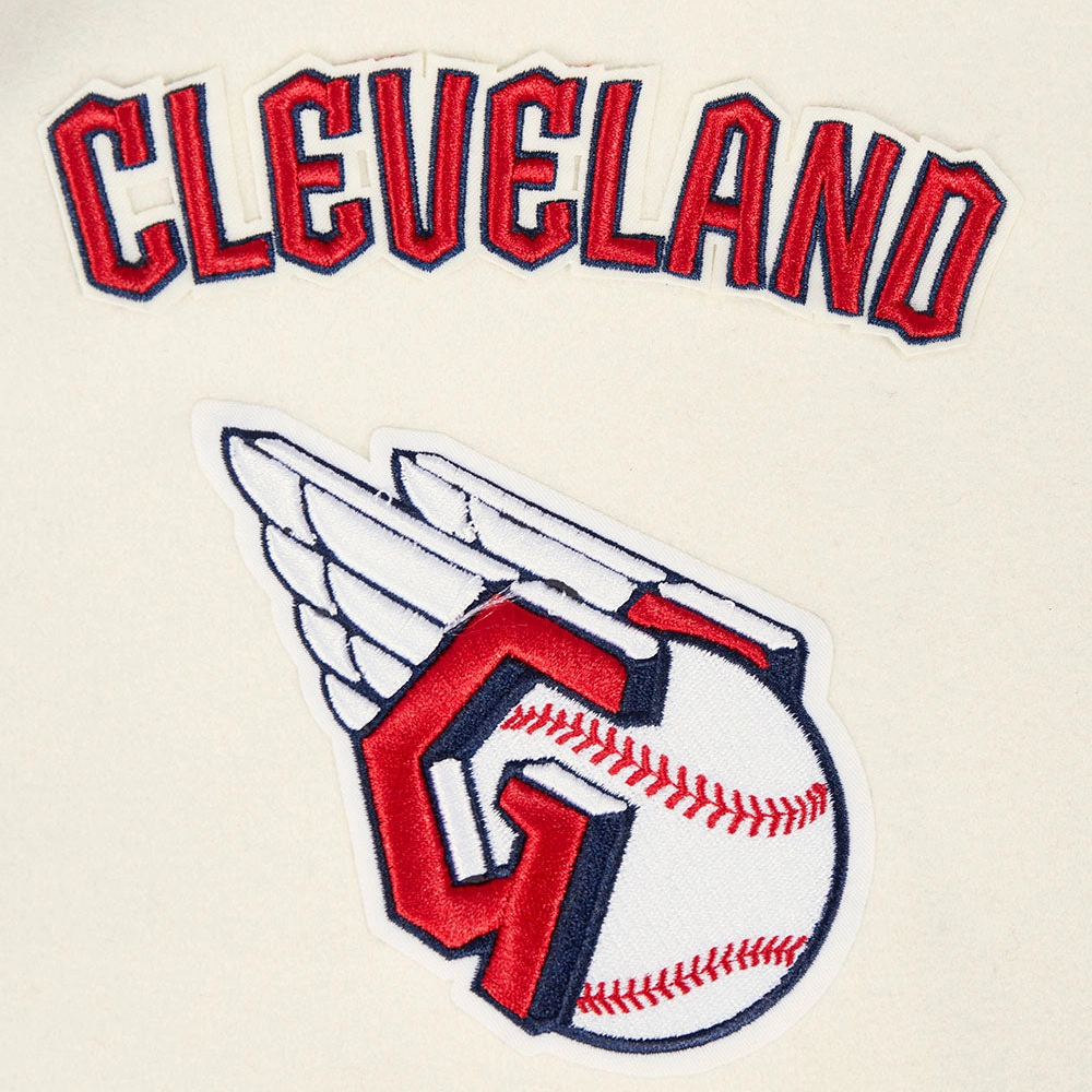 Cleveland Guardians Retro Classic Rib Wool & Leather Varsity Jacket - Image 5