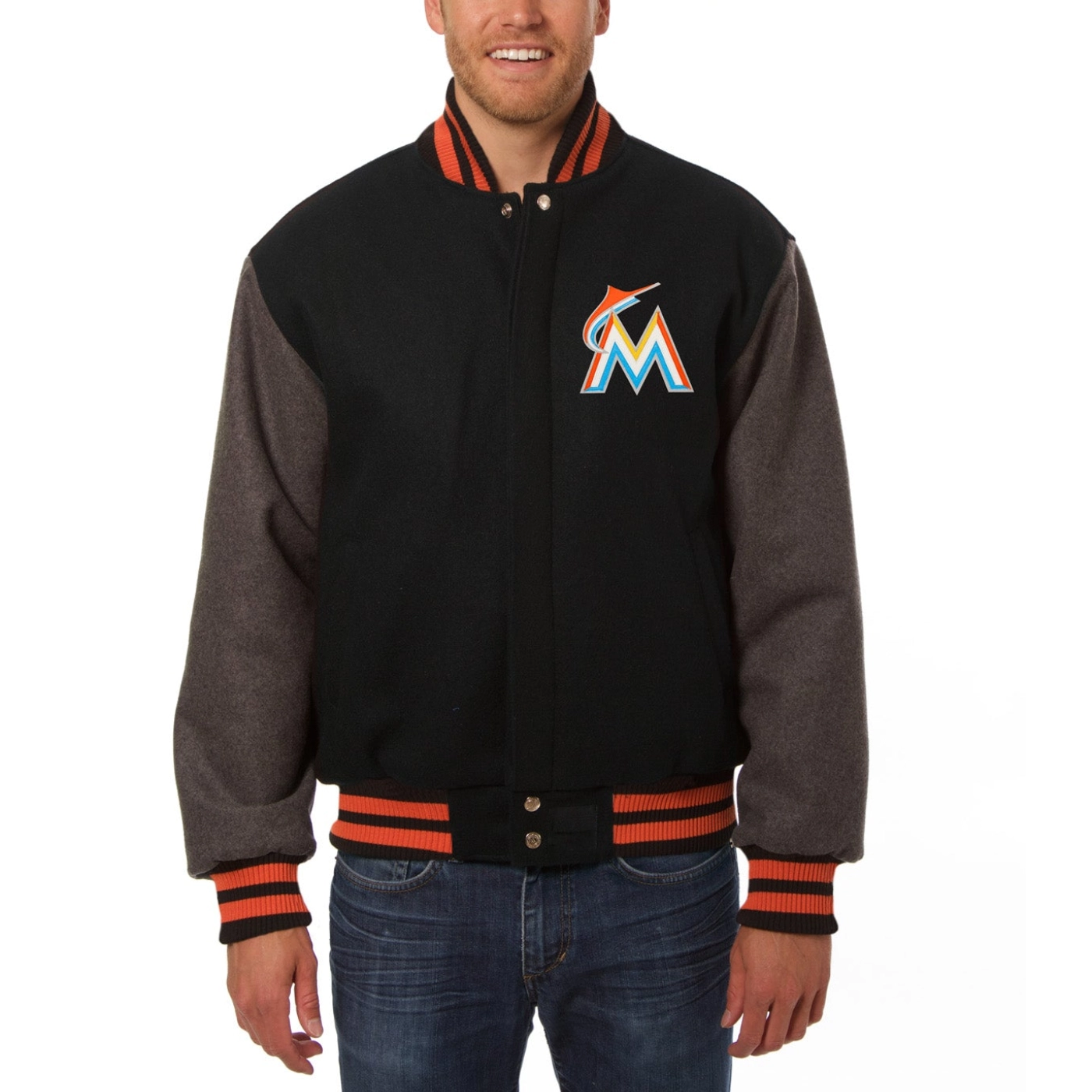 Miami Marlins Two Tone Wool Varsity Jacket