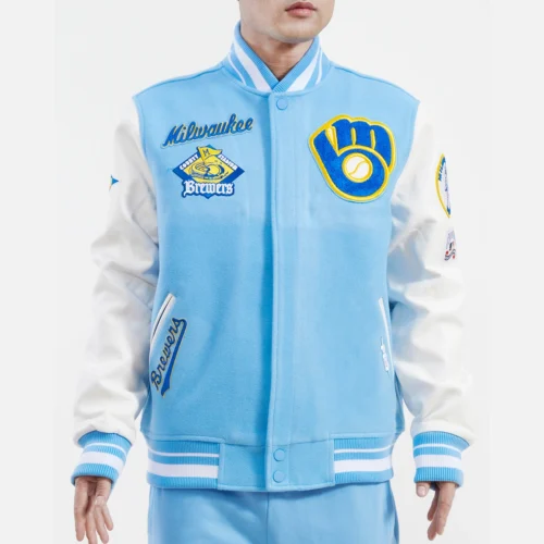 Milwaukee Brewers Retro Classic Wool & Leather Varsity Jacket
