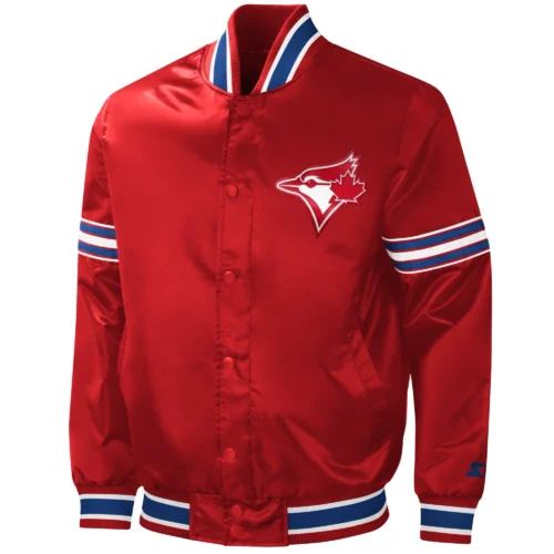 Toronto Blue Jays Slider Satin Varsity Red Jacket