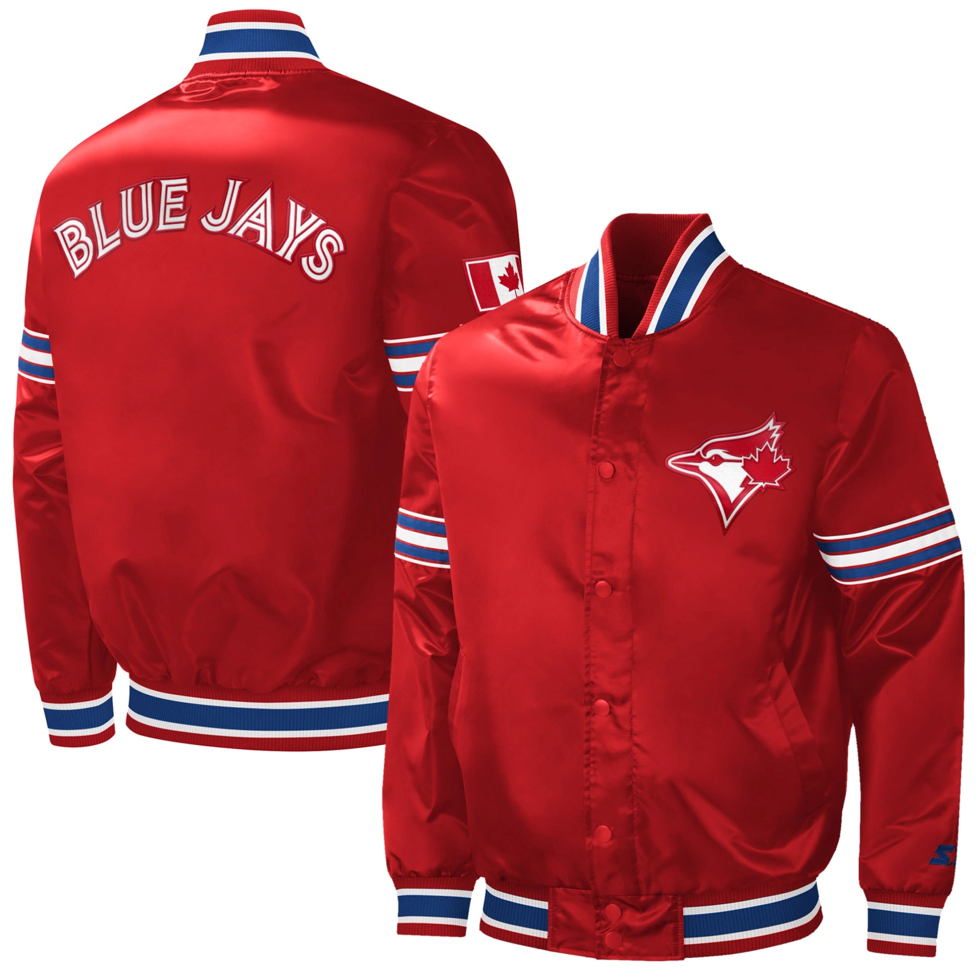 Toronto Blue Jays Slider Satin Varsity Red Jacket - Image 3