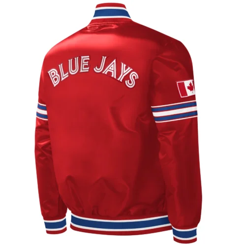 Alternative view of Toronto Blue Jays Slider Satin Varsity Red Jacket