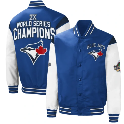 Toronto Blue Jays World Series Champions Varsity Jacket - Blue/White - Image 3