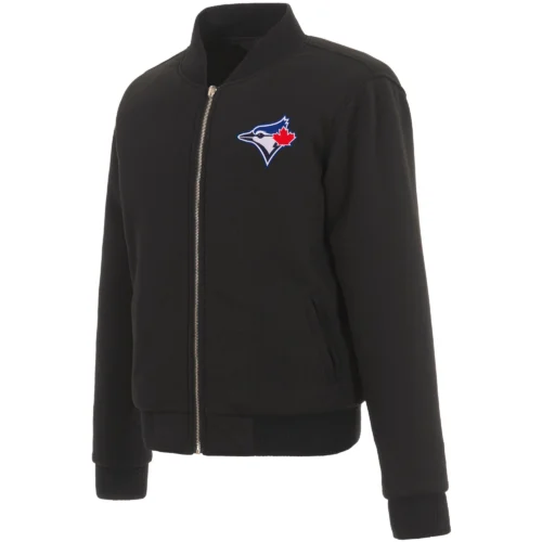 Toronto Blue Jays Women Full-Zip Wool Varsity Black Jacket