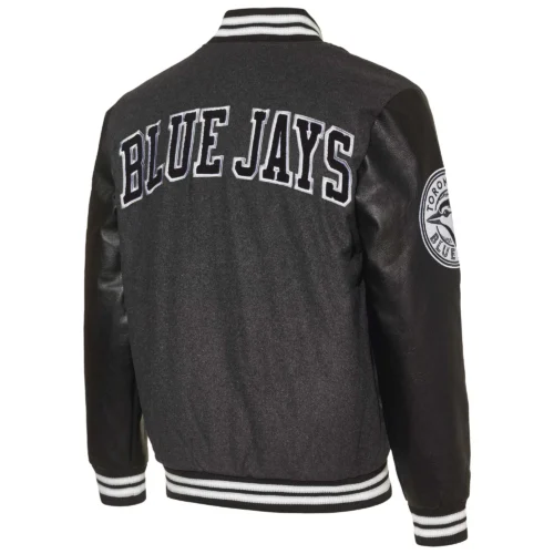 Alternative view of Toronto Blue Jays First Rounder Black Wool & Leather Varsity Jacket