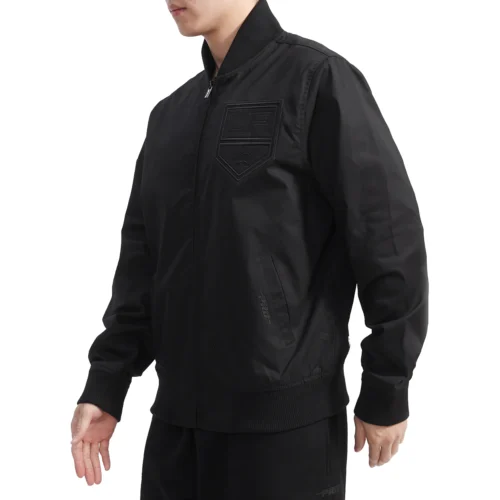 Alternative view of Los Angeles Kings Neutral Twill Black Satin Varsity Jacket