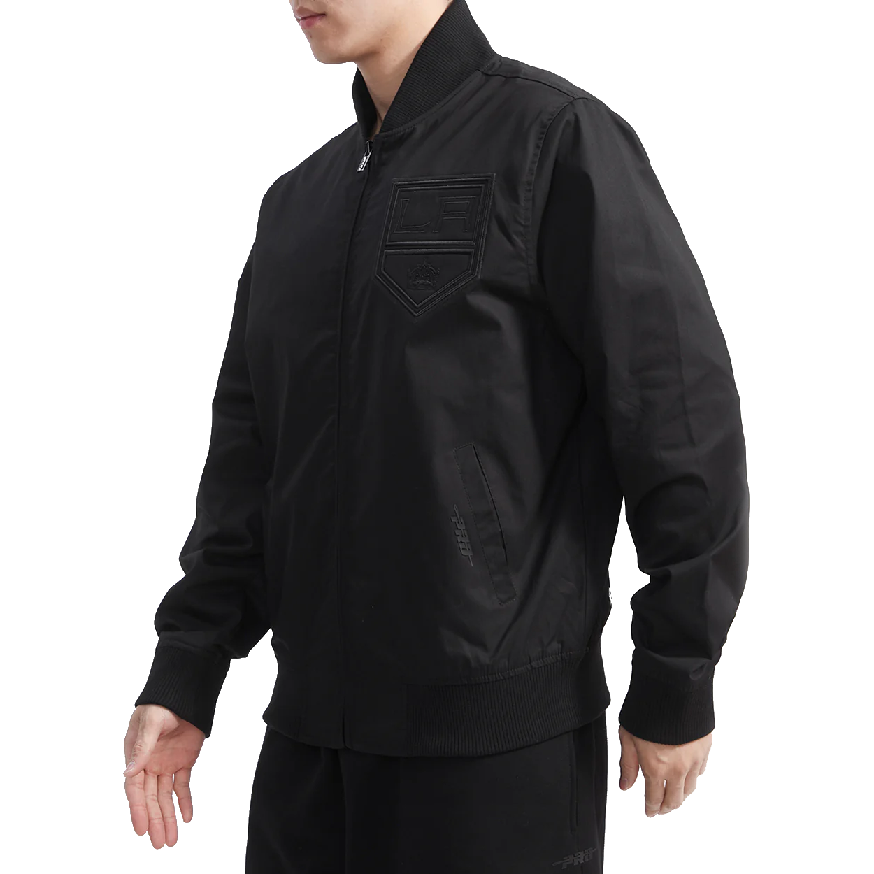 Los Angeles Kings Neutral Twill Black Satin Varsity Jacket - Image 2