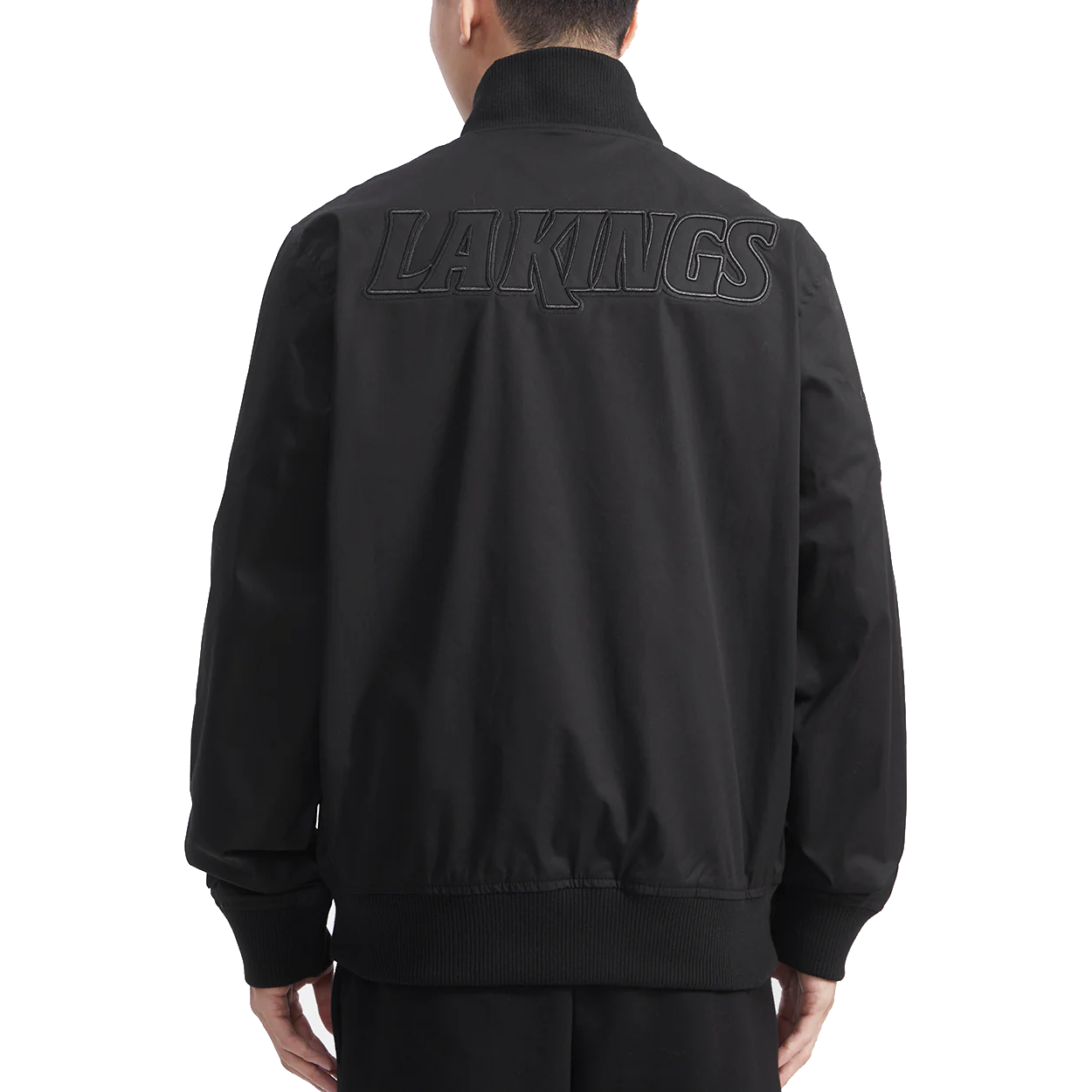Los Angeles Kings Neutral Twill Black Satin Varsity Jacket - Image 4