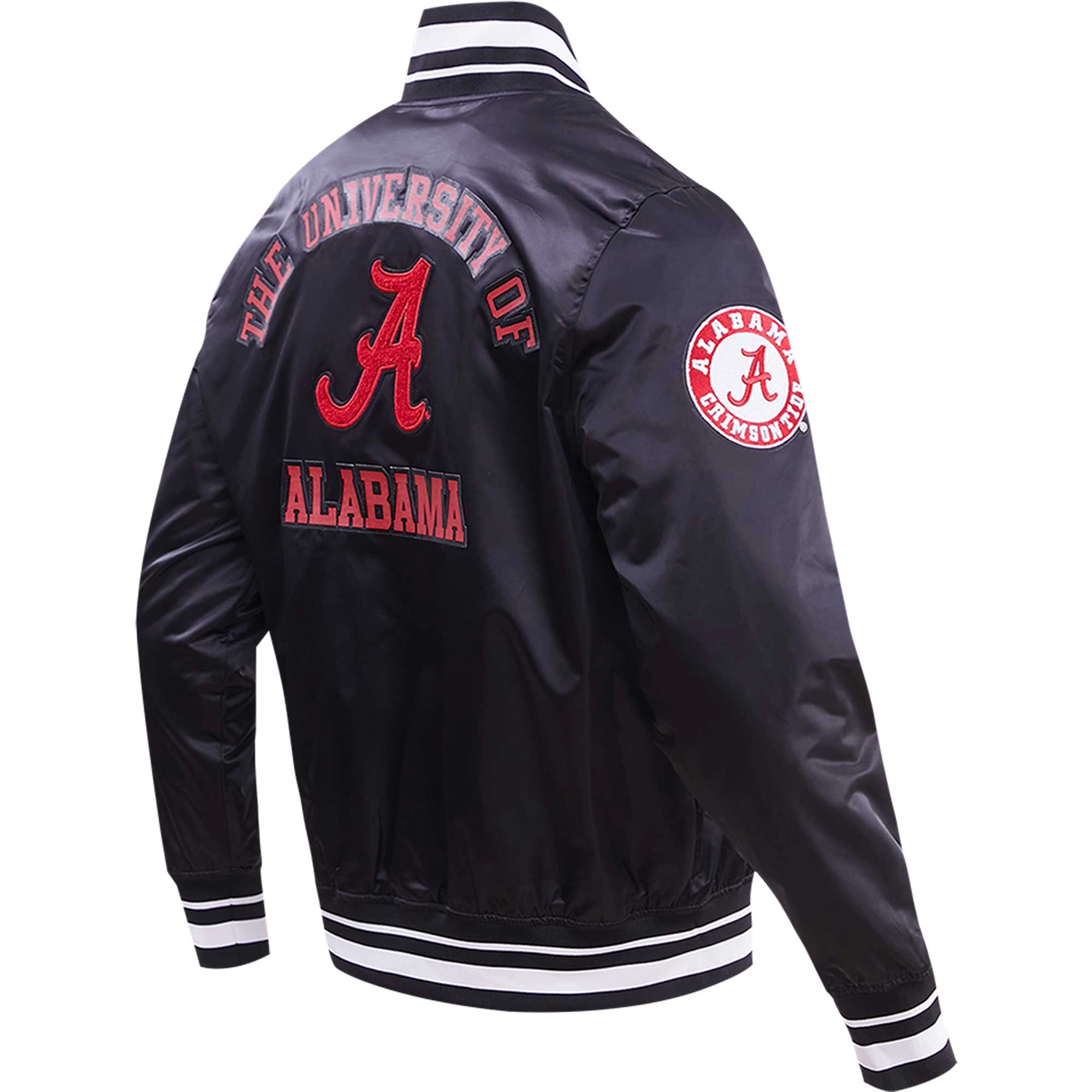 Alabama Crimson Tide Classic Full-Snap Satin Varsity Black Jacket - Image 2