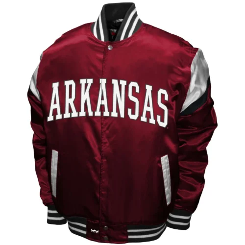 Arkansas Razorbacks Power Full-Snap Satin Varsity Jacket