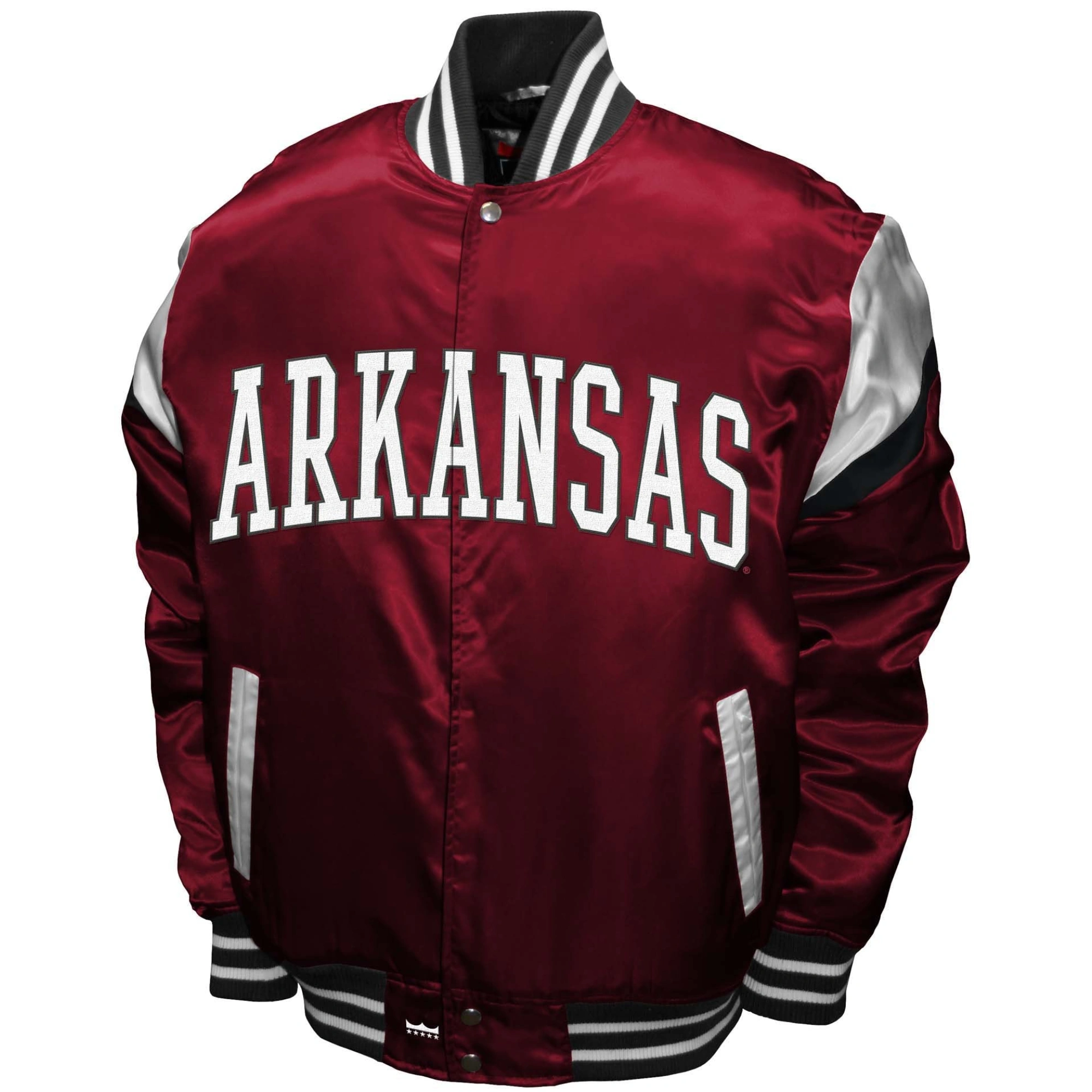Arkansas Razorbacks Power Full-Snap Satin Varsity Jacket