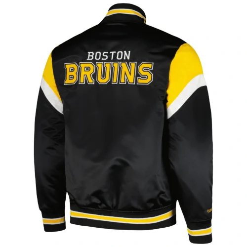 Alternative view of Boston Bruins Cooperstown Heavyweight Full-Snap Satin Varsity Black Jacket