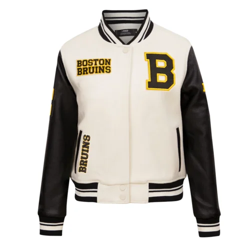 Boston Bruins Retro Classic Women's Wool & Leather Varsity Jacket