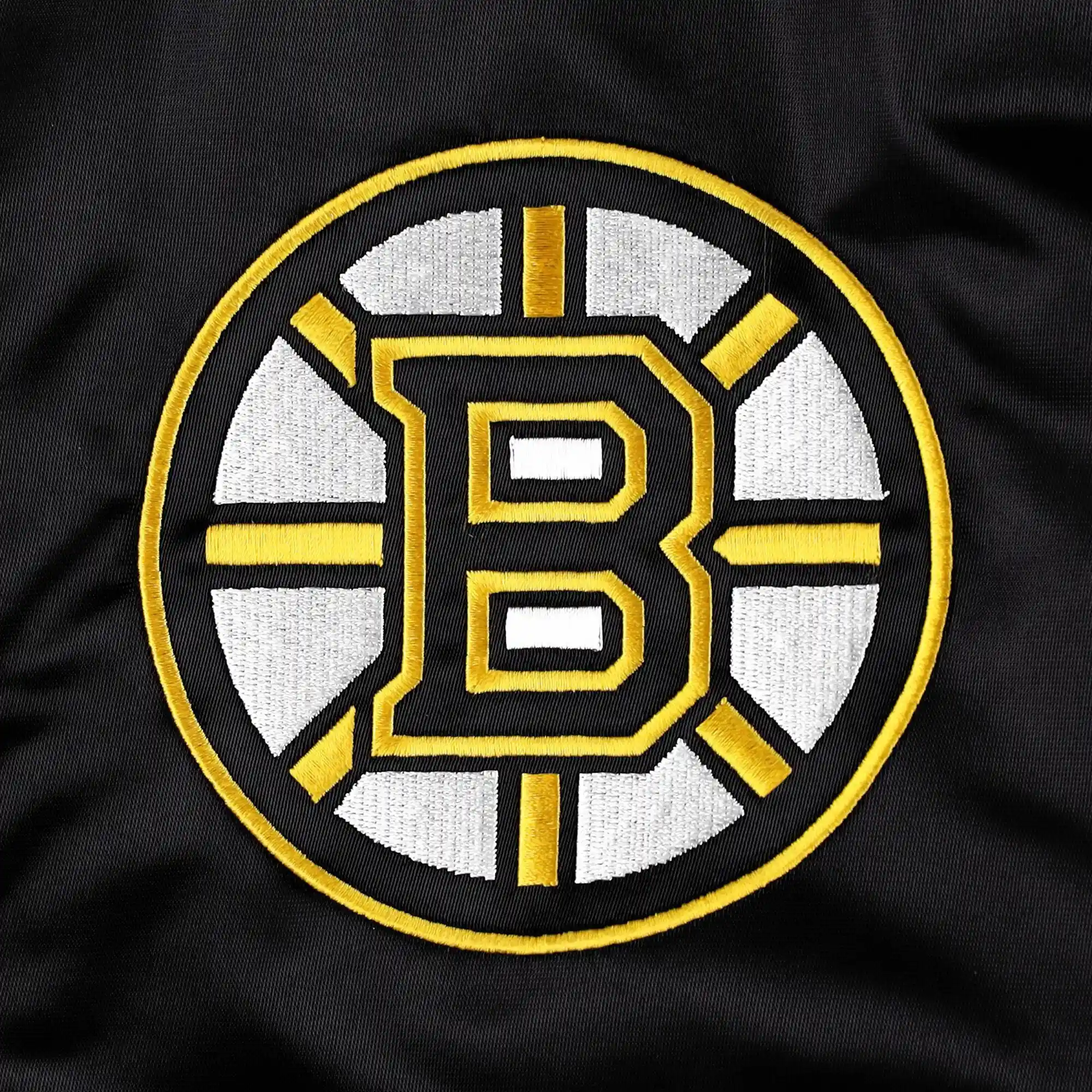 Boston Bruins Pick & Roll Black Satin Varsity Jacket - Image 3