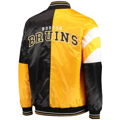 Alternative view of Boston Bruins The Leader Black/Yellow Satin Varsity Jacket