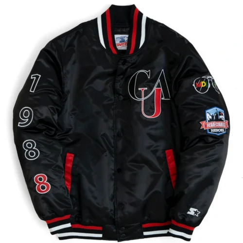 Clark Atlanta Panthers Full-Snap Satin Black Jacket