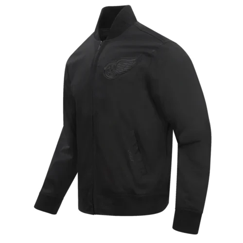 Alternative view of Detroit Red Wings Neutral Twill Black Satin Varsity Jacket