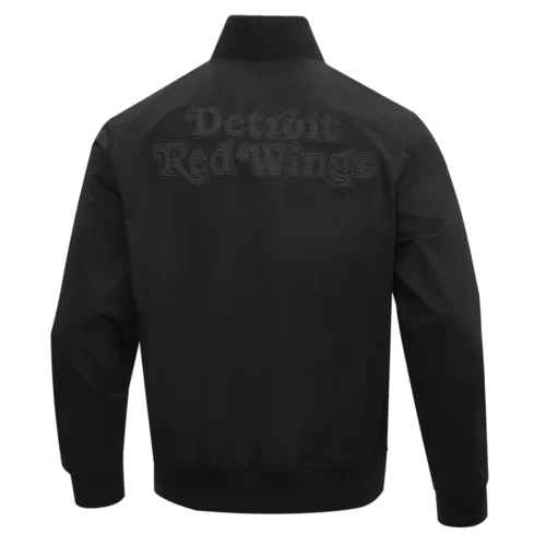 Detroit Red Wings Neutral Twill Black Satin Varsity Jacket - Image 4