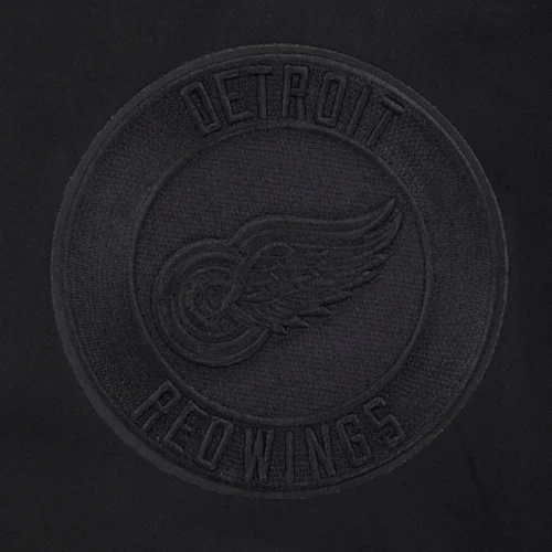 Detroit Red Wings Neutral Twill Black Satin Varsity Jacket - Image 5