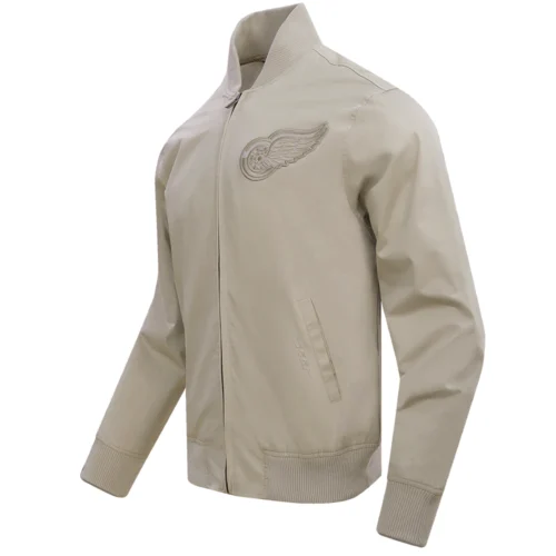 Alternative view of Detroit Red Wings Neutral Twill Taupe Satin Varsity Jacket