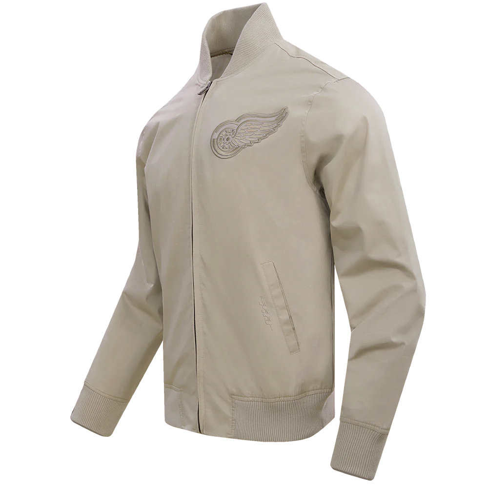 Detroit Red Wings Neutral Twill Taupe Satin Varsity Jacket - Image 2