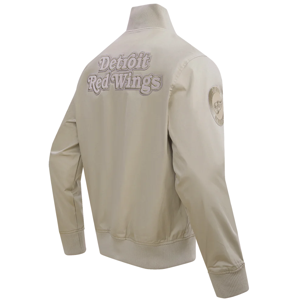 Detroit Red Wings Neutral Twill Taupe Satin Varsity Jacket - Image 3