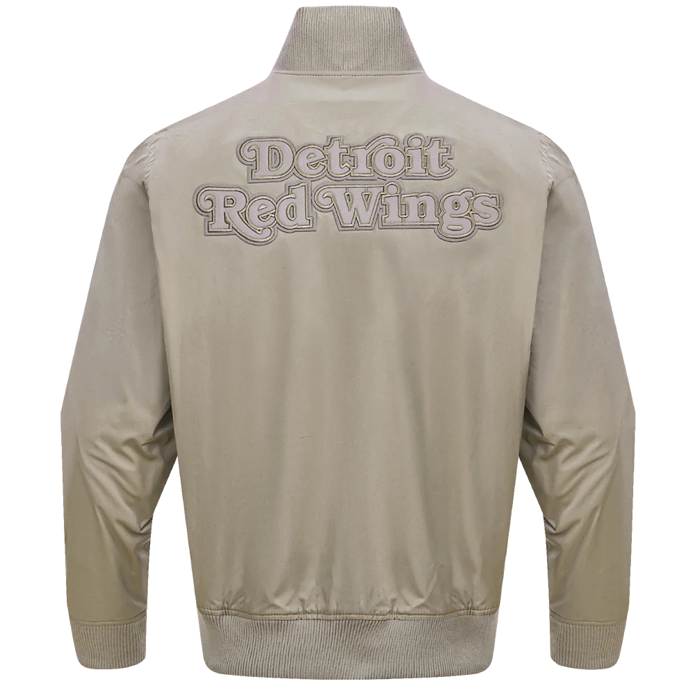 Detroit Red Wings Neutral Twill Taupe Satin Varsity Jacket - Image 4