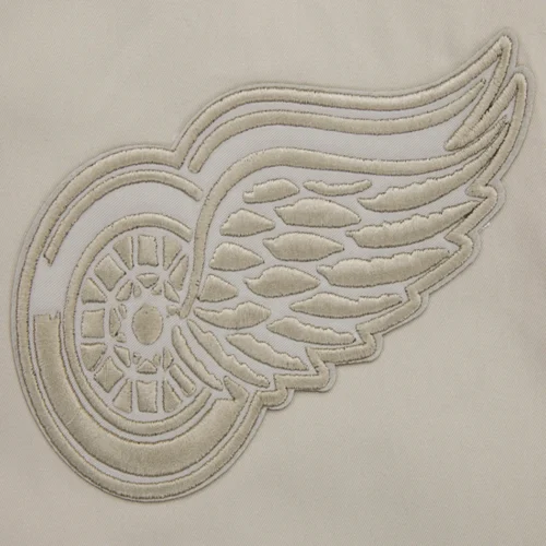 Detroit Red Wings Neutral Twill Taupe Satin Varsity Jacket - Image 6