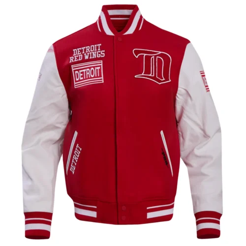 Detroit Red Wings Retro Classic Red/White Wool & Leather Varsity Jacket