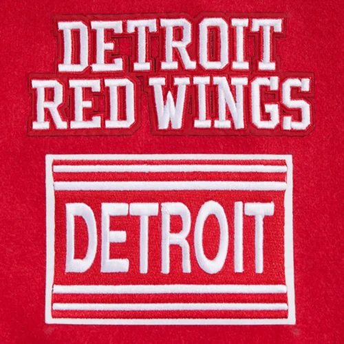 Detroit Red Wings Retro Classic Red/White Wool & Leather Varsity Jacket - Image 6