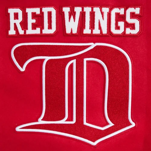 Detroit Red Wings Retro Classic Red/White Wool & Leather Varsity Jacket - Image 7