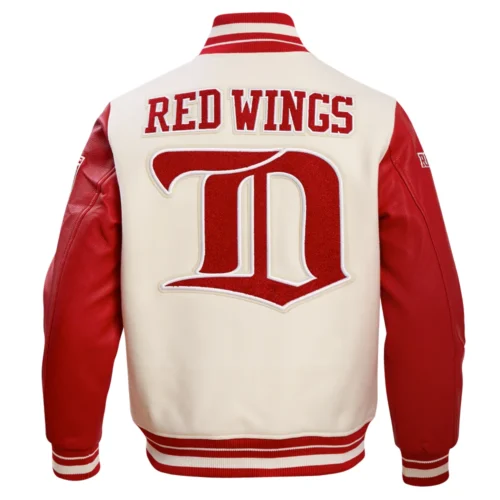 Detroit Red Wings Retro Classic Men's Wool & Leather Varsity Jacket - Image 4