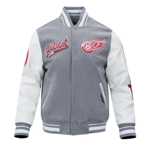 Detroit Red Wings Script Tail Wool & Leather Varsity Jacket